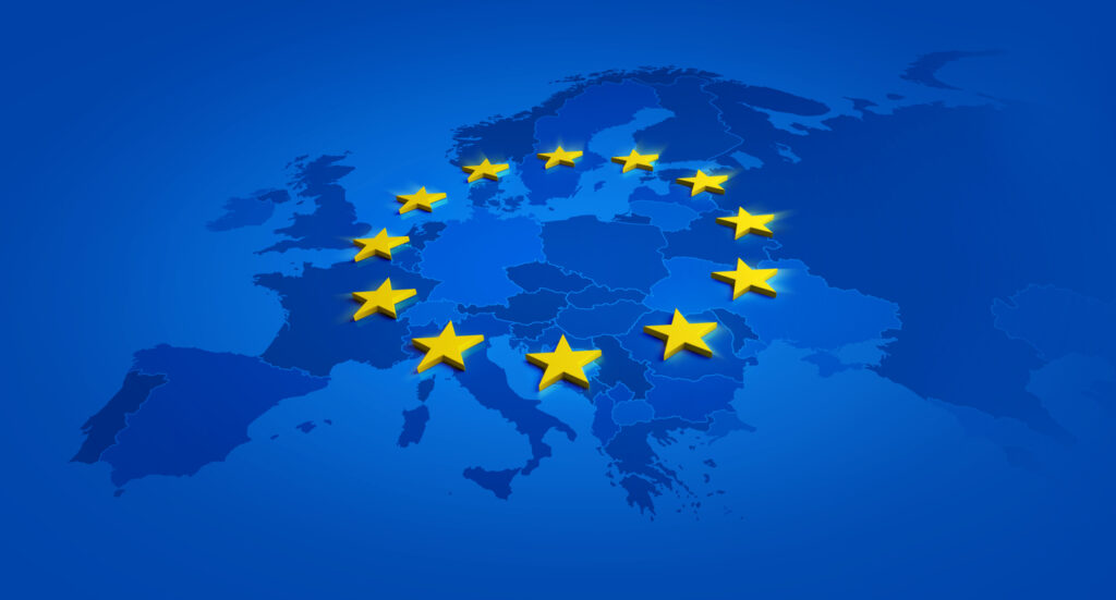 EU, Europa. Europeisk union, kart, stjerner,