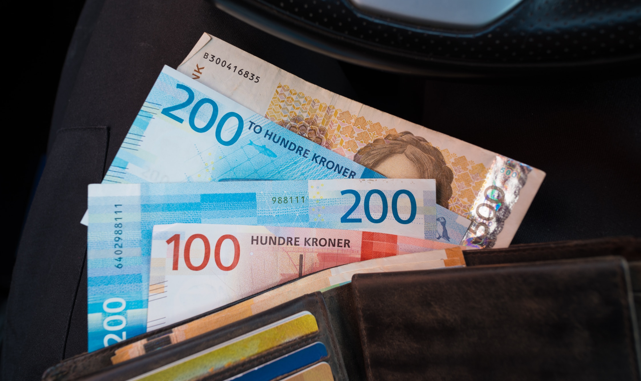 Lommebok med norske sedler/penger