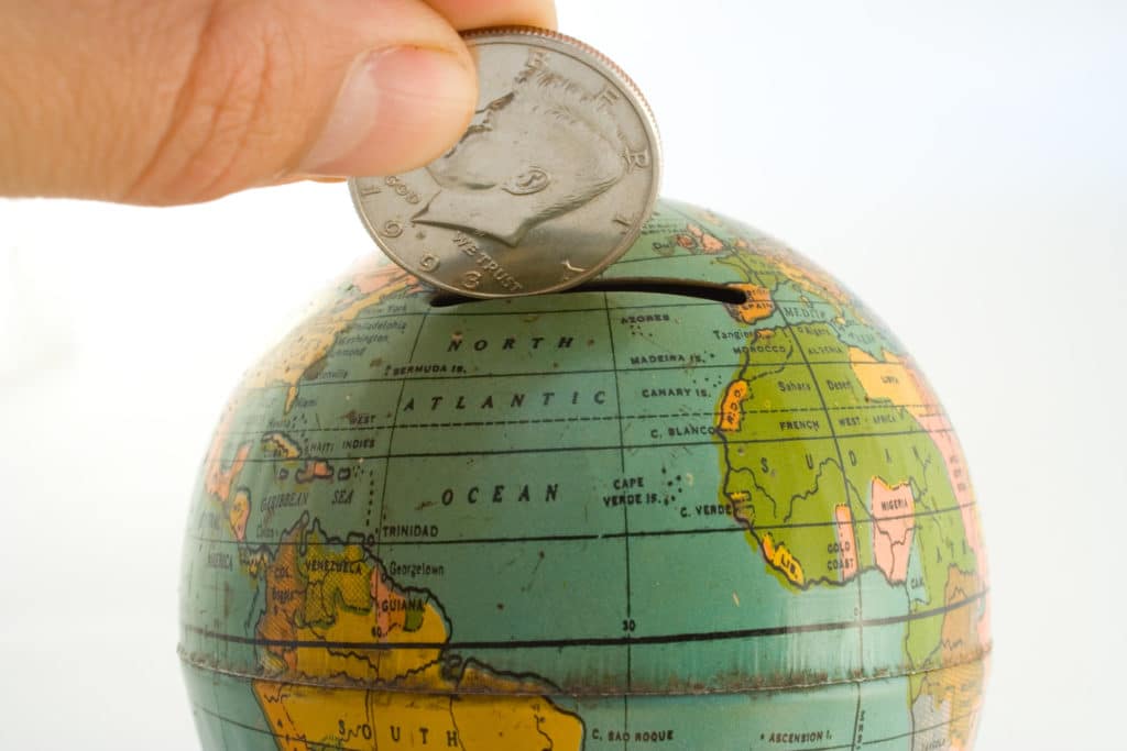 Globus, penger, mynt, bistand, verden, effektiv bistand