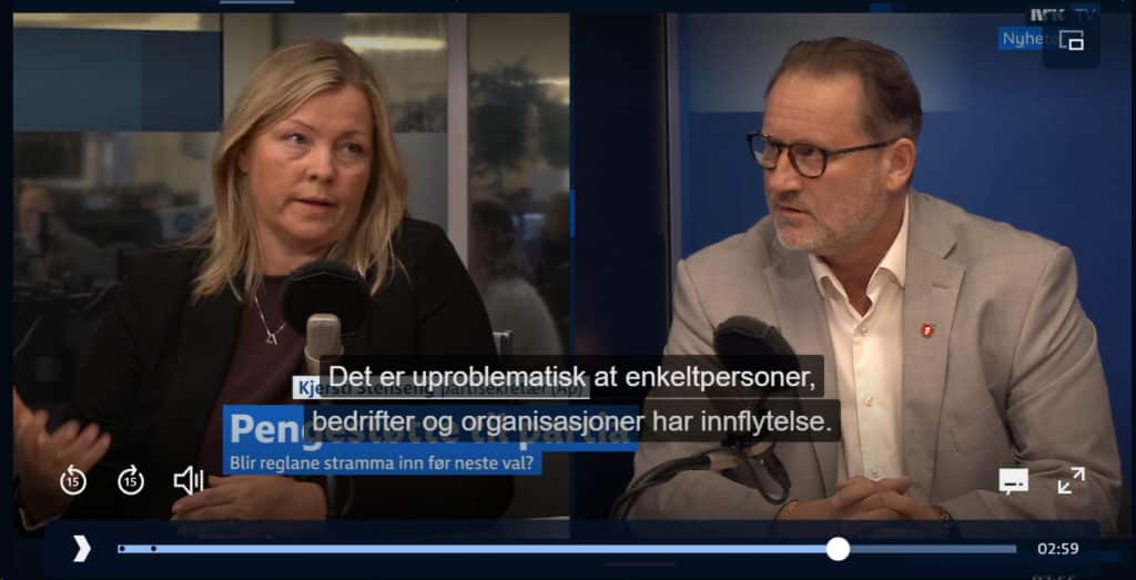 Kjersti Stenseng (Ap) og Finn Egil Holm (FrP) på Politisk kvarer